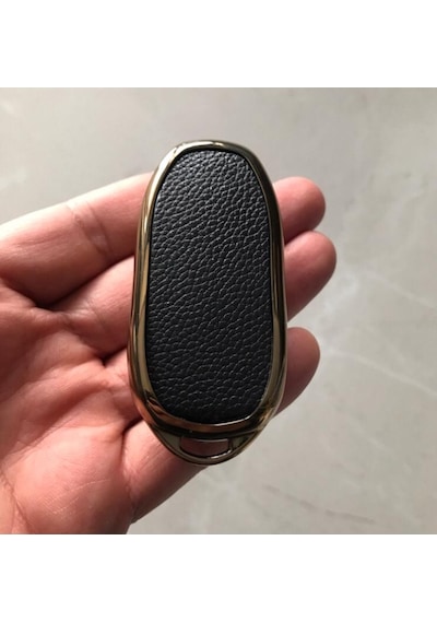 Tesla Uyumlu Model Y Tipi Anahtar Koruma Kılıfı Gold - Siyah