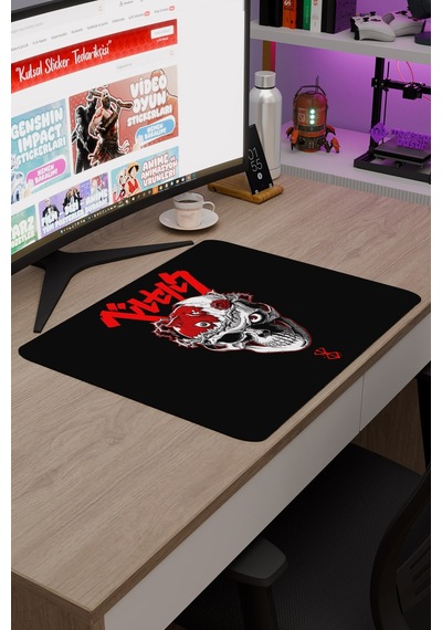 Berserk Kaymaz Dikişli Kauçuk Oyuncu Mousepad V3 - 48x40 Xl Gaming Mouse Pad Fare Altlığı