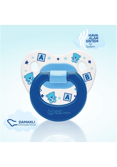Wee Baby Desenli Damaklı Emzik No:3 Mavi 18+ Ay