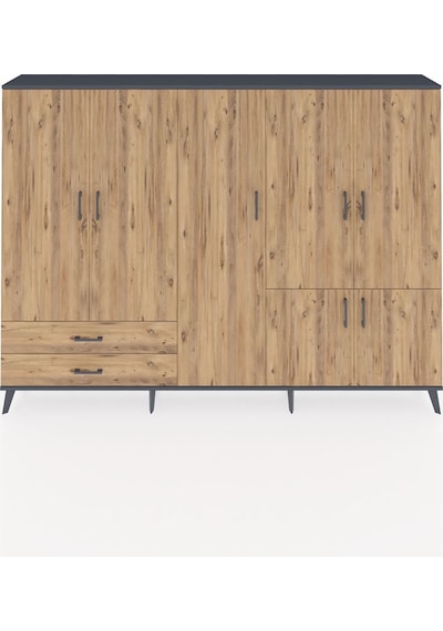 Arges Dolap 12 Raflı 2 Çekmeceli 7 Kapaklı 220x30x163 Antrasit-çam Atlas Çam - Antrasit Arges Dolap 12 Raflı 2 Çekmeceli 7 Kapaklı 220x30x163 Antrasit-çam Atlas Çam - Antrasit