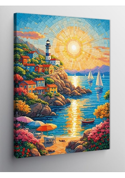 Kanvas Tablo Renkli Sahil Kasabası 50cmx70cm