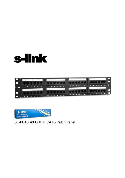 S-Link Sl-P648 48 Port Cat6 Utp Patch Panel