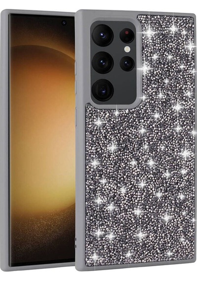 Galaxy S24 Ultra Uyumlu Parlak Taşlı Tasarım Pırlanta Csm Zore Kılıf-pembe