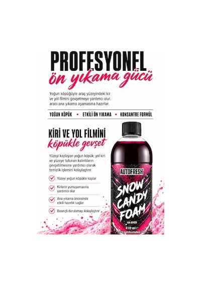 Snow Candy Foam Pembe Renkli Oto Yıkama Köpüğü 410ml Yoğun Köpüklü Konsantre Araç Şampuanı