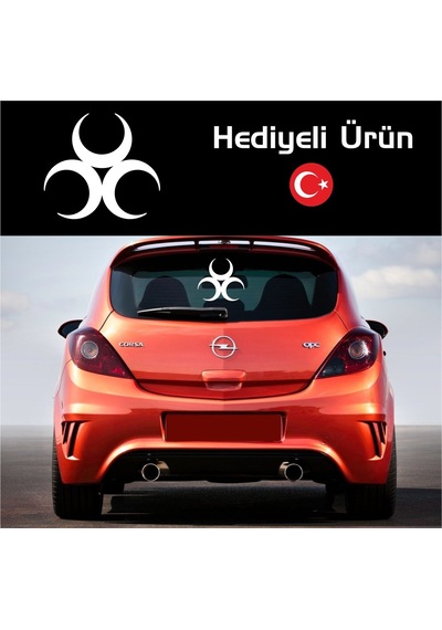 Oto Sticker 3 Hilal Sırt Sırta Ay Yıldız Araba Sticker Etiketi