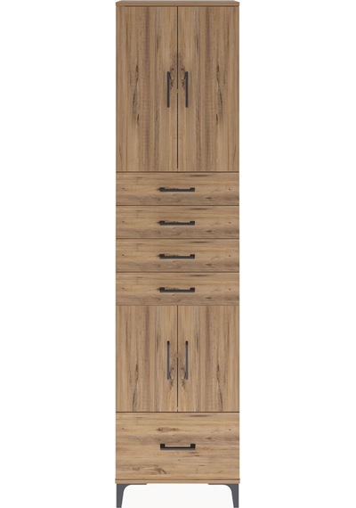 Arges Dolap 4 Raflı 5 Çekmeceli 4 Kapaklı 60x30x243 Çam-çam Atlas Çam