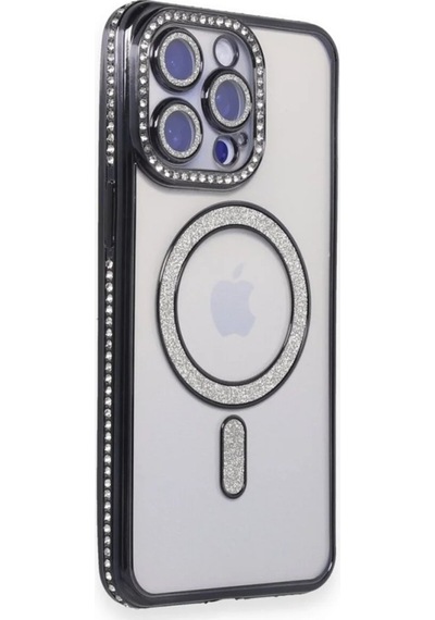 İphone 15 Pro Kılıf Joke Simli Magneticsafe Kılıf Renk: Siyah - Lisinya