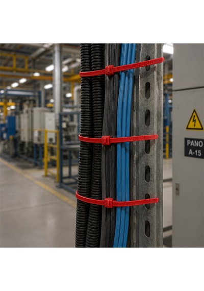 Alegron Kırmızı Plastik Kelepçe 3,6 X 200 Mm 100 Adet