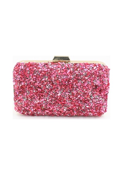 Chantaky 032 1700 Taşlı Yeşil Taşlı Abiye Çanta Gece Çantası Clutch Platin