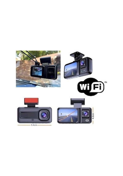 Araç Kamerası - 3 Kameralı Wifi Ön , İç Ve Arka Full Hd Dvr Araç