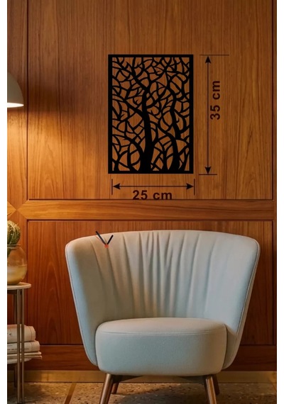 Soyut Ağaç Dalları Ahşap Duvar Tablosu - 25x35 Cm Lazer Kesim Dekoratif Pano Renkli