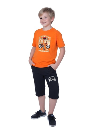 Fyk Kids Erkek Çocuk Yazlık Bisiklet Baskılı Alt-üst Takım Turuncu