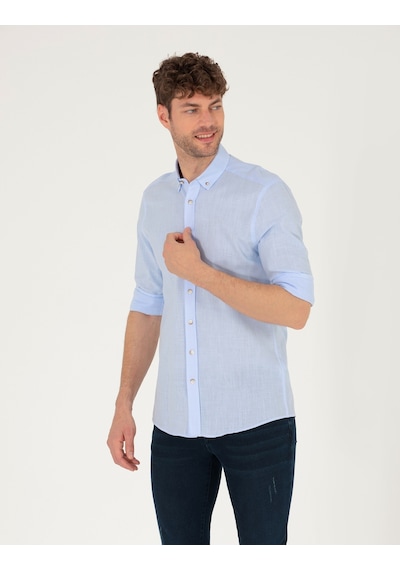 Pierre Cardin Erkek Açık Mavi Desenli Gömlek 50268183-vr003 Açık Mavi