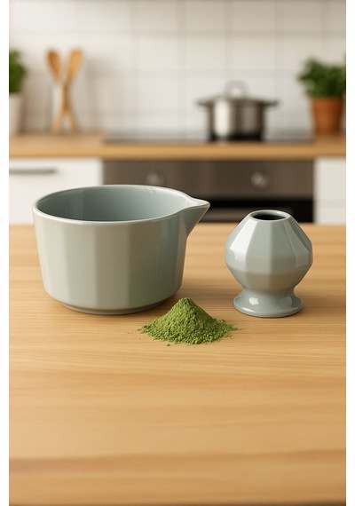 4lü Matcha Set Kase Kaşık Whisk Tutucu Bambu Whisk Çırpıcı Ve Bambu Kaşık Mt248 Yeşil