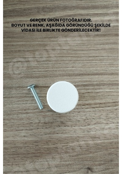 6 Adet - Beyaz Düğme Kulp - Modern Ve Şık Dolap, Gardırop, Şifonyer, Komodin Ve Çekmece Kulpu Vida Dahil Sarı