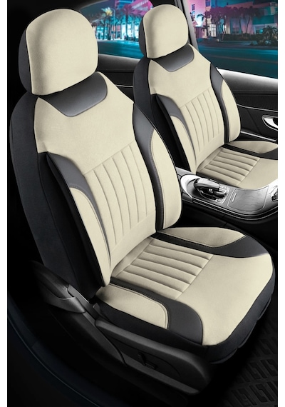 Renault 11 Flash Uyumlu Lüx Deri Detaylı Tay Tüyü Oto Koltuk Kılıfı Ön Arka Takım Edition Serisi Bej 15227066