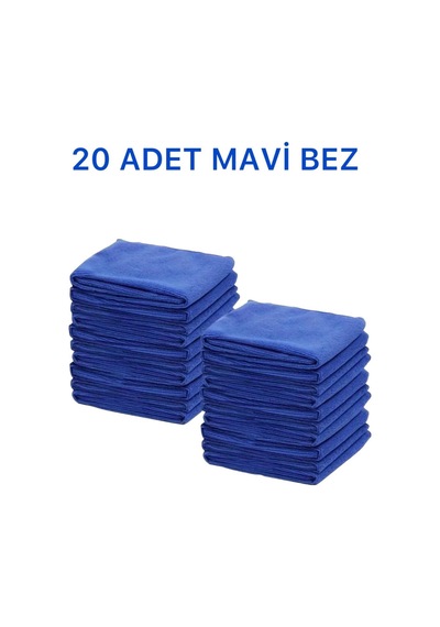 Mikrofiber Parlak Temizlik Bezi 20'li 40x40 Mutfak Yer Banyo Temizleme Bezi Havlu Bez Mavi Renk Çok Renkli