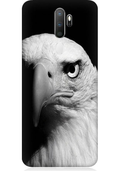 Oppo A5 2020 Uyumlu Siyah Beyaz Kartal Başı Desenli Silikon Kılıf