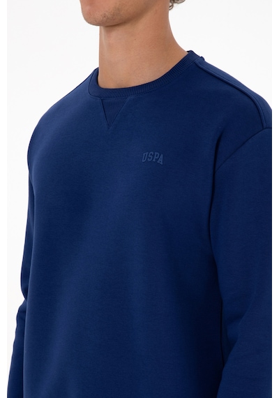 U.S. Polo Assn.  Erkek Comfort Fit Bisiklet Yaka Şardonlu İndigo Basic Sweatshirt 50313757-VR028