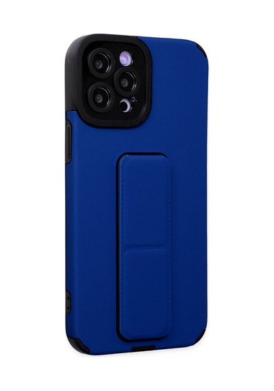 Apple iPhone  Uyumlu,  12 Pro Max Kılıf Mega Standlı Silikon - Mavi