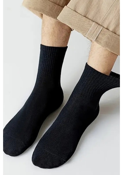 6 Çift Siyah Soket Çorap Seti Pamuklu Yazlık Kışlık Unisex Çorap Seti Siyah