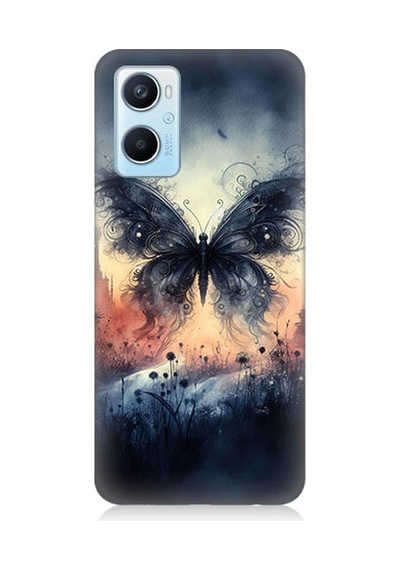 Oppo A96 Uyumlu Kanatlı Kelebek Desenli Silikon Kılıf