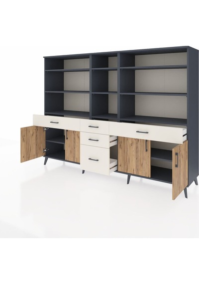 Hyperion Dolap 11 Raflı 5 Çekmeceli 4 Kapaklı 220x44x163 Antrasit-çam/aytaşı Atlas Çam/aytası - Antrasıt Hyperion Dolap 11 Raflı 5 Çekmeceli 4 Kapaklı 220x44x163 Antrasit-çam/aytaşı Atlas Çam/aytası - Antrasıt