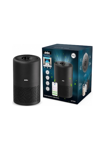 Hava Temizleme Cihazı 3 Kademe Filtreleme Otomatik Fan Uv Aydınlatma Sessiz Uyku Mod Wifi Uzaktan Kontrol Sap-5508 5570 Çok Renkli