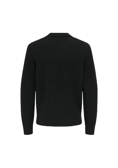 Only & Sons Onsjay Reg Ls Polo Knıt Erkek Siyah Kazak - 22033770 Siyah