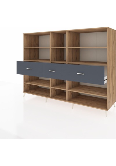 Kronos Dolap 9 Raflı 3 Çekmeceli 220x59x163 Çam-çam/antrasit Çam-çam/antrasit Kronos Dolap 9 Raflı 3 Çekmeceli 220x59x163 Çam-çam/antrasit Çam-çam/antrasit