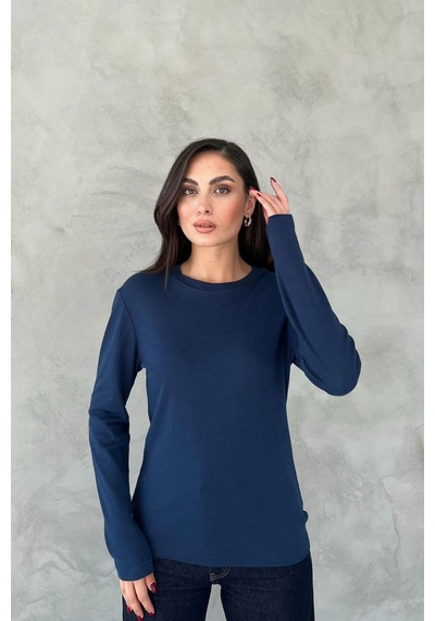 Pera Butik Özlem Yılmaz Viskon Bisiklet Yaka Bluz Lacivert