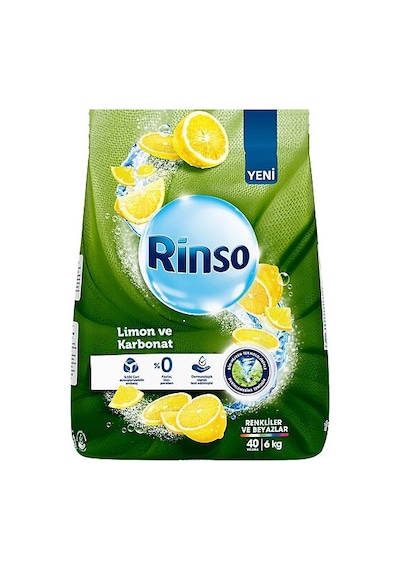 Rinso Limon ve Karbonat Renkliler ve Beyazlar için Toz Çamaşır Deterjanı 40 Yıkama 6 KG Rinso Limon ve Karbonat Renkliler ve Beyazlar için Toz Çamaşır Deterjanı 40 Yıkama 6 KG