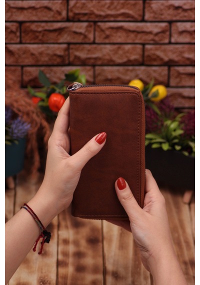 Özka Leather Taba Telefon Bölmeli Unisex Deri Uzun Kartlık Cüzdan Portföy Siyah