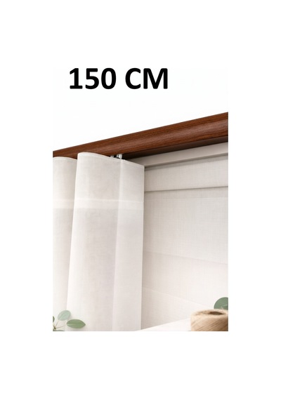 Ceviz Dekoratif Ray 2 Kanallı Dekoratif Metal Perde Kornişi Cevizz150cm - 847807672 Cevizz150cm