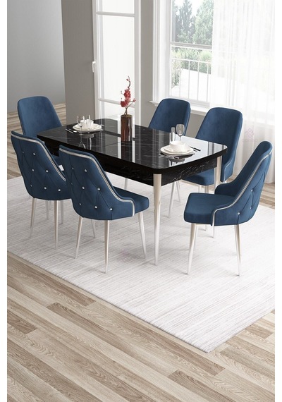 Canisa Tia Serisi 80x132 Açılabilir Mdf Beyaz Gold Detay Masa Takımı Ve 6 Antrasit Sandalye Masa Beyaz Sandalye Antrasit Canisa Tia Serisi 80x132 Açılabilir Mdf Beyaz Gold Detay Masa Takımı Ve 6 Antrasit Sandalye Masa Beyaz Sandalye Antrasit