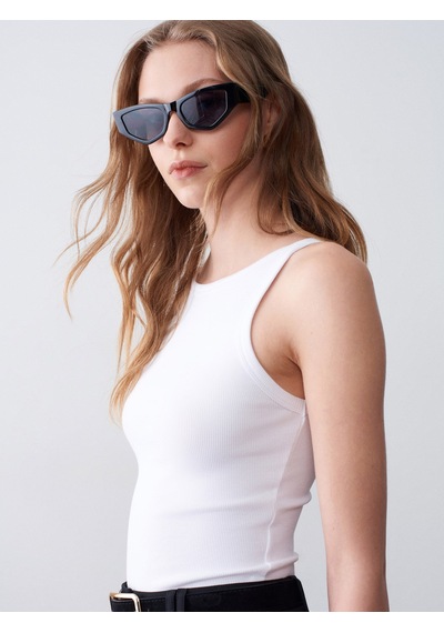Dilvin 32774 Halter Yaka Top-beyaz