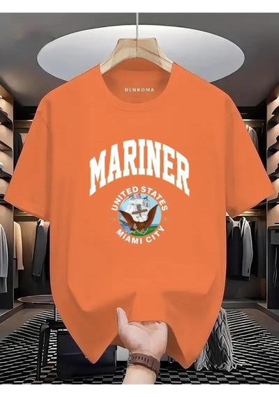 Marıner Unıted States Mıamı Cıty Baskılı Oversize Tişört Turuncu