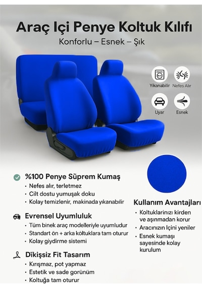 Mercedes 811 İle Uyumlu Oto Koltuk Kılıfı Servis Tipi Lacivert Lacivert