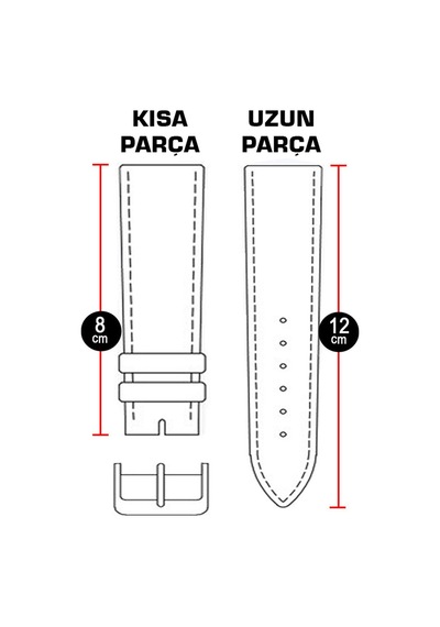 Saatse Siyah Hakiki Deri Saat Kordonu Kayış 20 MM