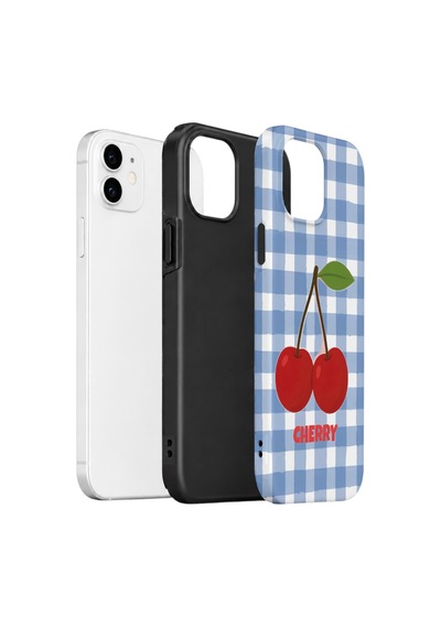 Apple iPhone Uyumlu 12 Vorian Çift Katmanlı Kılıf Cherry Picnic