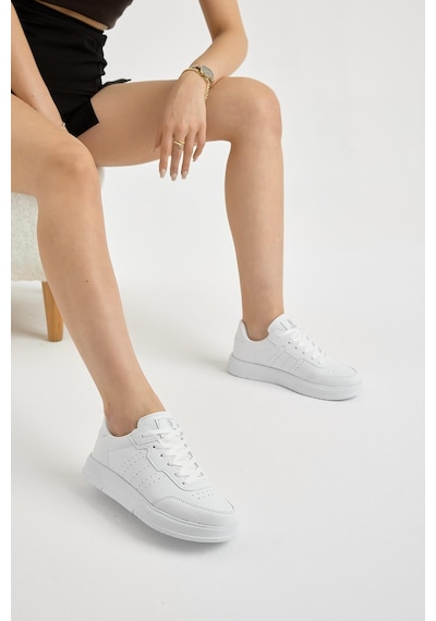 Tonny Black Hafif Faylon Taban Bağcıklı Unisex Beyaz Günlük Spor Ayakkabı Tbprf015 Beyaz