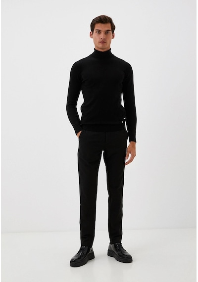 Erkek Tam Balıkçı Boğazlı Triko Siyah Slim Fit Pamuklu Sık Örme Kazak Ncs Jeans 3003-siyah Siyah