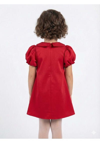 Xo Kids Kız Çocuk Kısa Kol Elbise 1-6 Yaş 2915-1 Kırmızı