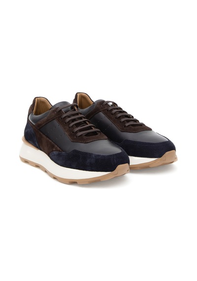 Cacharel Lacivert Eva Taban %100 Deri Sneaker Ayakkabı