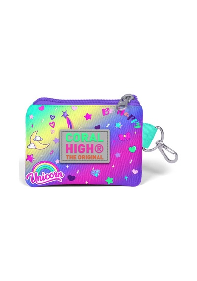 Coral High Renkli Unicorn Desenli Bozuk Para Çantası - Kız Çocuk Çok Renkli
