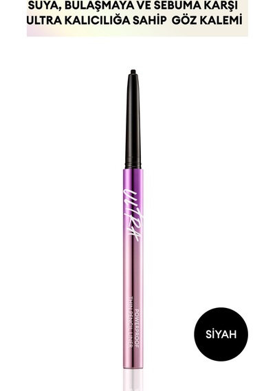 Pürüzsüz Çizim Sağlayan İnce Tasarımlı , Suya Dayanıklı Göz Kalemi Thin Pencil Liner (Dark Black)