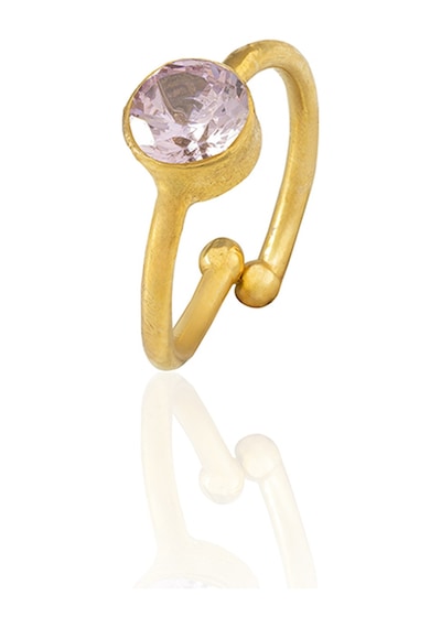 Kadir Jewellery 22 Ayar Altın Kaplama Zirkon Taşlı Ayarlanabilir Kadın Minimal Yüzük Pembe 73592201
