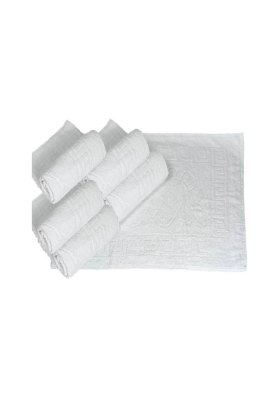 5 Li Otel Ayak Havlusu Bukle Ayak İzli 50x70 Cm Beyaz 12/1 Avs 200 Gr Beyaz