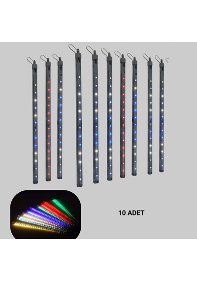 Rgb Led Dış Ve İç Mekan Süsleme Işığı 10 Çubuklu Şerit
