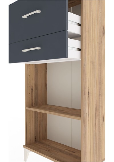 Arges Dolap Tek Raflı 2 Çekmeceli 60x30x134 Çam-antrasit Çam